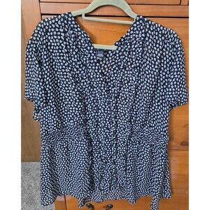 Torrid Skull Print Blouse Black Size 2 Sheer Button Up Whimsigoth 2X Cinched